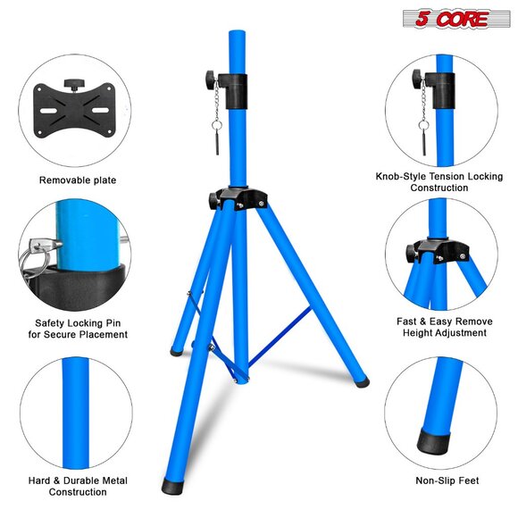 Speaker Stand Tripod Short Adjustable Monitor Stands SS HD 1PK SKY BLU 4FT - Picture 8 of 10